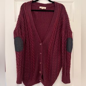 Urban Outfitters Olive & Oak Maroon Cardigan  - Medium